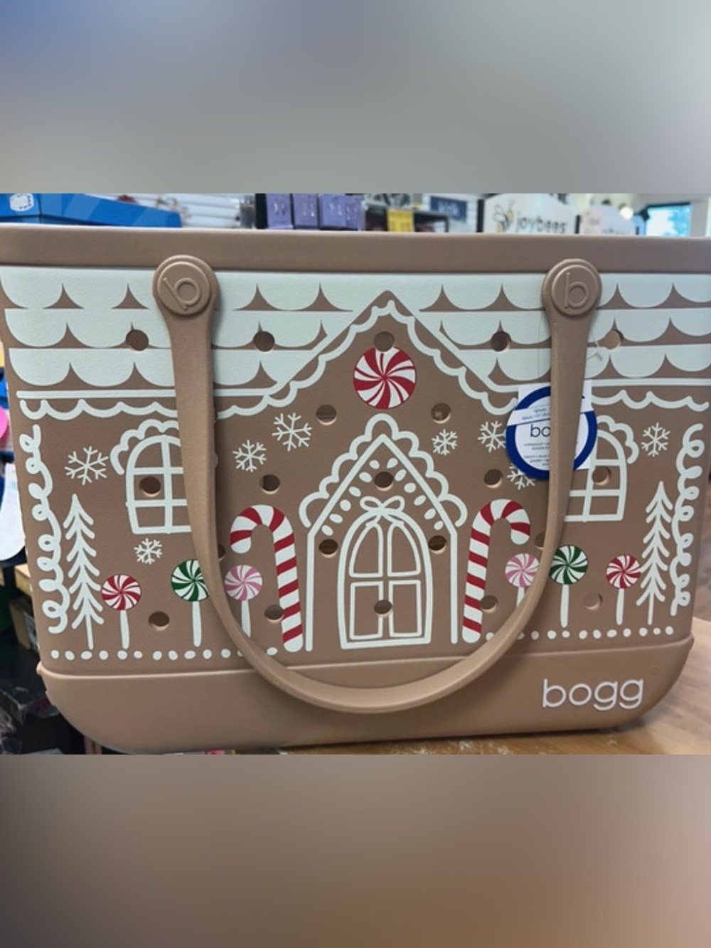 Bogg Bag Beige Gingerbread Holiday Tote Bag